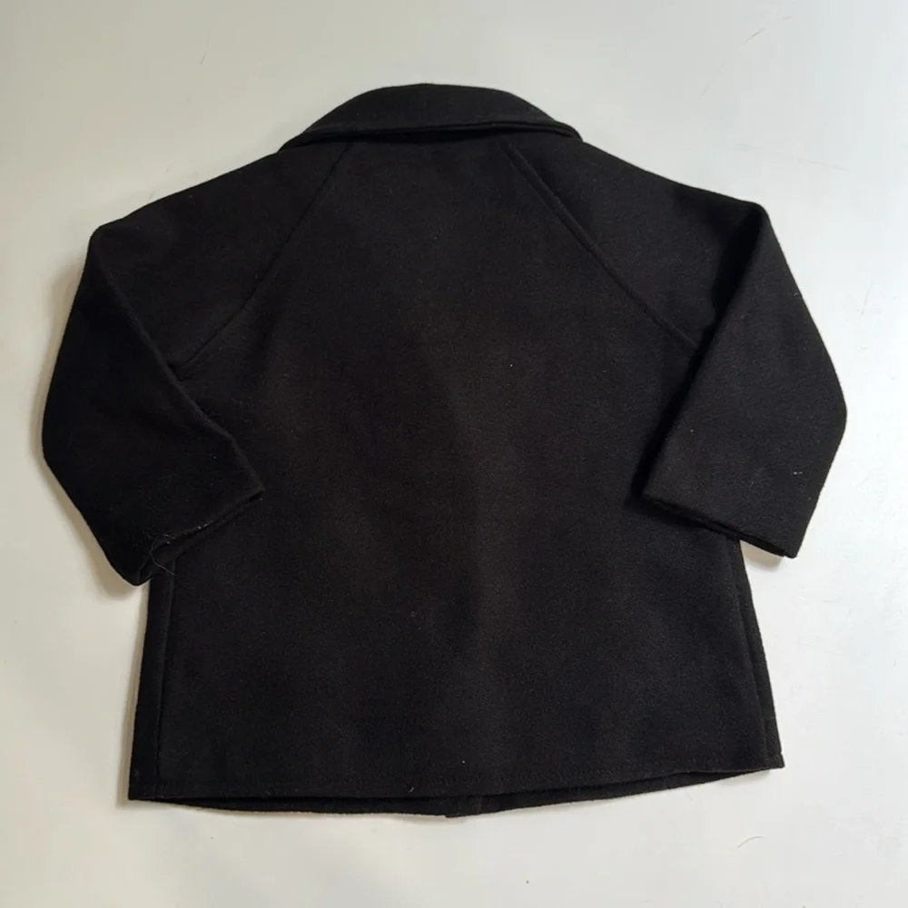 Classic Black Toddler Pea Coat 2T Unisex Double Breasted Jacket